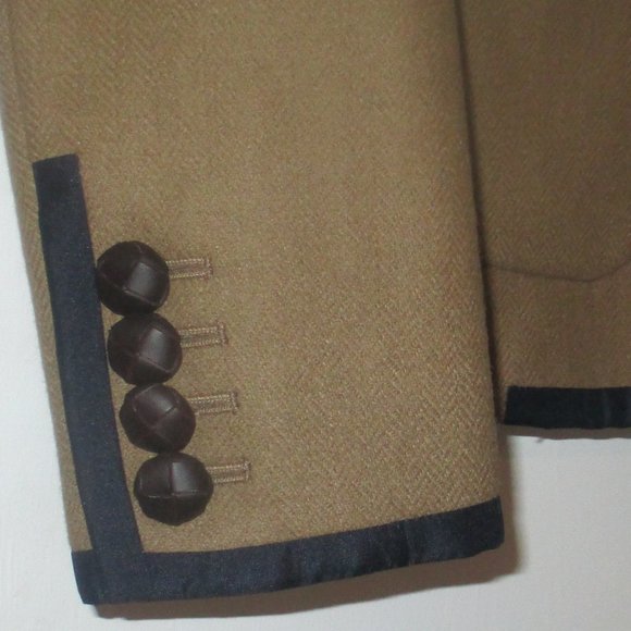 J Crew: Classic Preppy Wool Blazer Camel /w Navy Size 0 - Picture 2 of 4